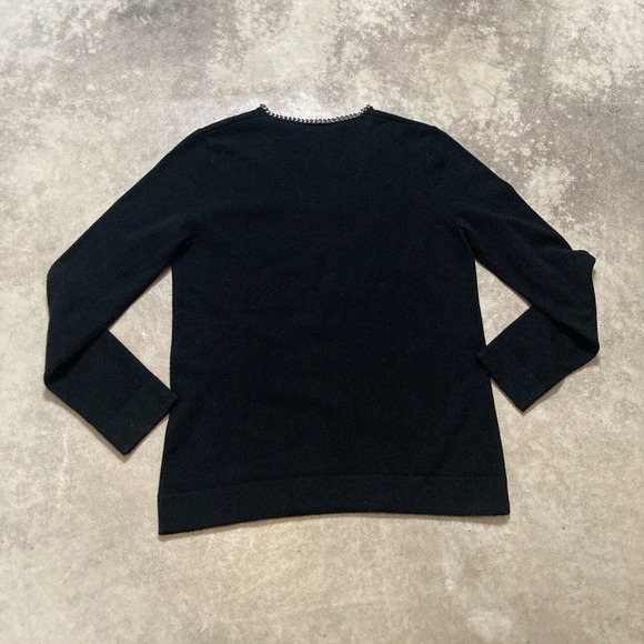 Georges Rech Paris Sweater Womens Medium Black Cashmere Wool Chain Neck - Picture 7 of 12